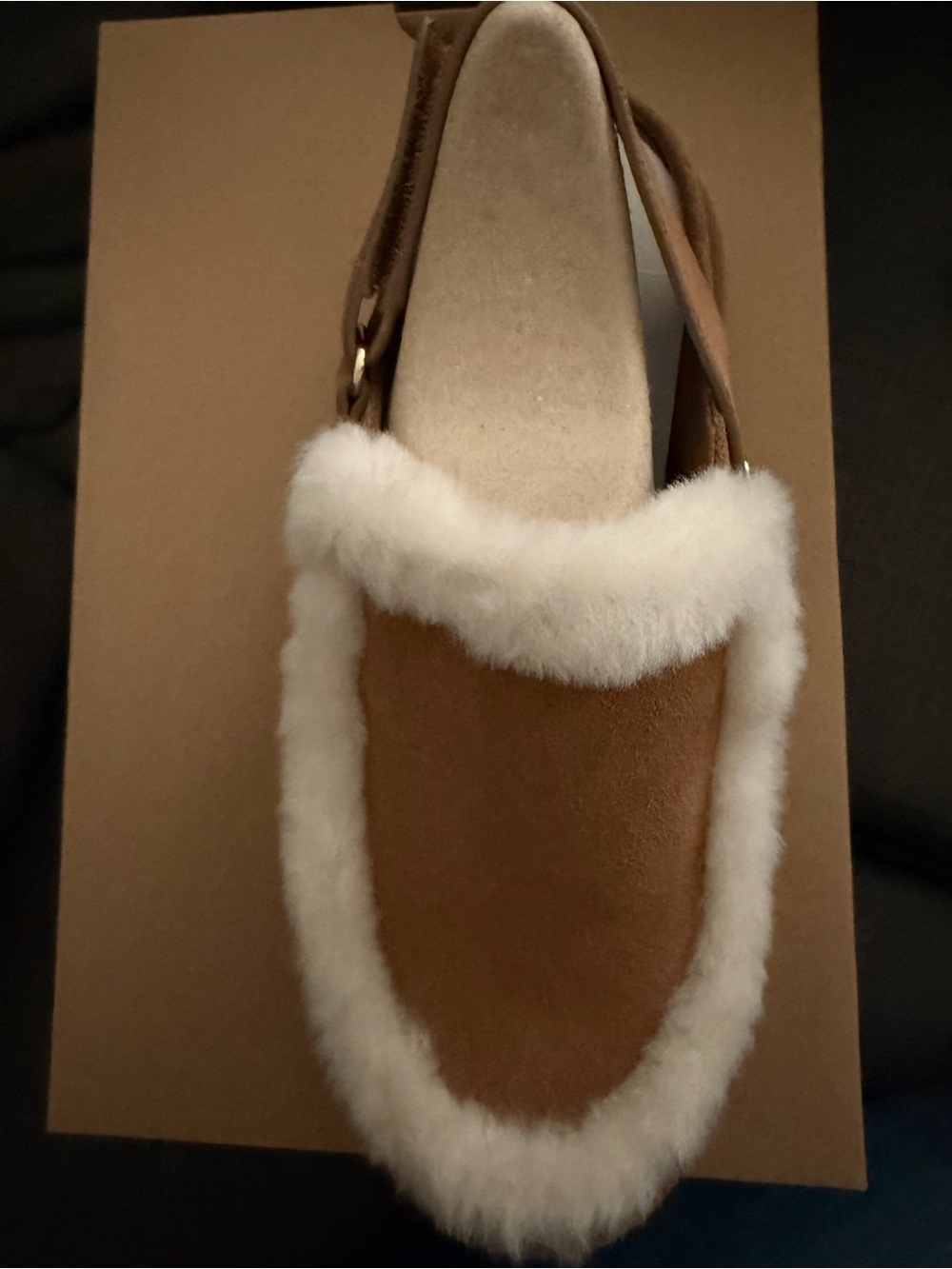 UGG Chestnut Suede Faux-Fur Slingback Clog